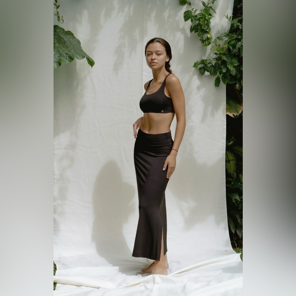 SOLD: Indigo Luna Agni Skirt | Black Foldover-Waist Skirt | Black Maxi Skirt